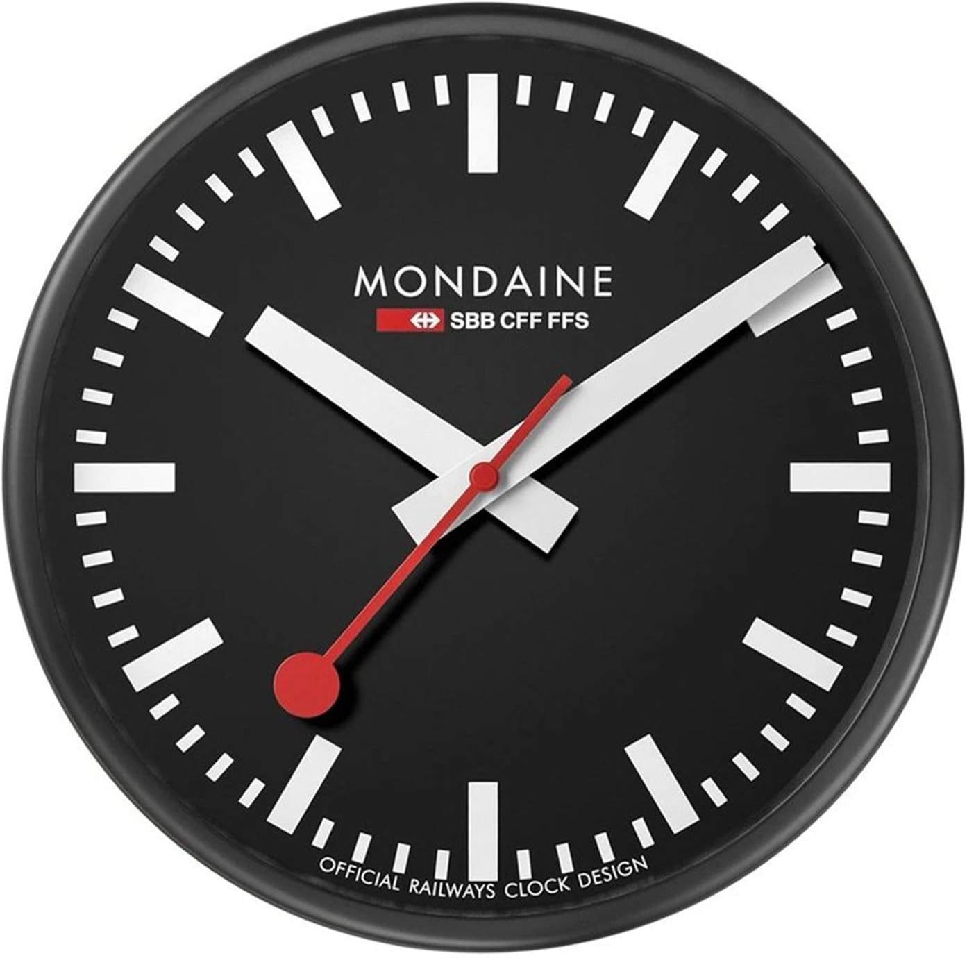 Mondaine Wall Clock, Black Kitchen Clock, A990.Clock.64SBB, 25CM