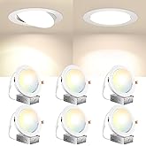 Amico 6 Pack 6 Inch 5CCT Gimbal LED Recessed Lighting, Directional Adjustable Ceiling Downlight, Angled Dimmable Canless Light with Jbox, 2700K-5000K Selectable, 15W 100W Eqv, 1100LM, ETL&FCC