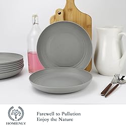 Homienly Dinner Plates Set of 8 Premium Wheat Straw