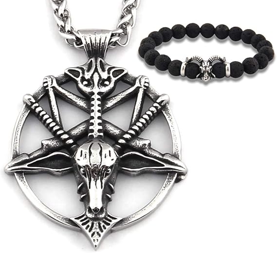 GUNGNEER Satan Baphomet Pendant Necklace Stainless Steel