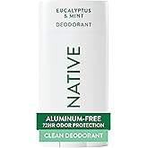 Native Aluminum Free Deodorant, Eucalyptus & Mint, 72 Hour Odor Control, for Women & Men, Contains Naturally Derived Ingredients, 2.65 oz
