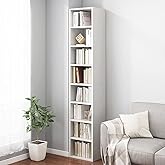 IOTXY Small Narrow Corner Bookcase - 71 Inches Tall Gap Freestanding Storage Cabinet, 8 Lattices Open Shelves Tower Rack, Cub