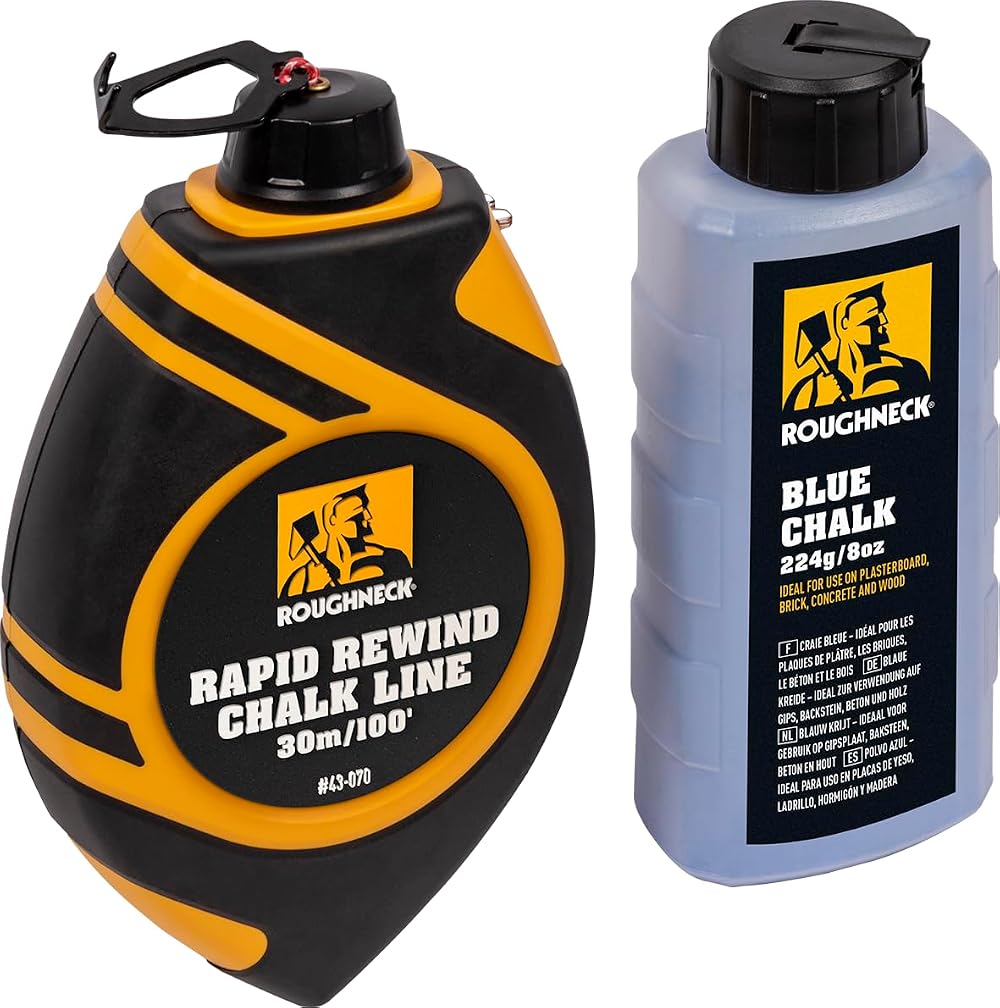 Roughneck Rapid Rewind Chalk Line Set 6:1 Gear Ratio 15kg Line Impact Case