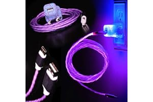 LYTECORDZ Lighted Light up led Charging Charger Cable USB Data sync Cord with Matching Light up Wall and car Plug - Compatible with Type c Devices - (3 feet - Moving, Purple)