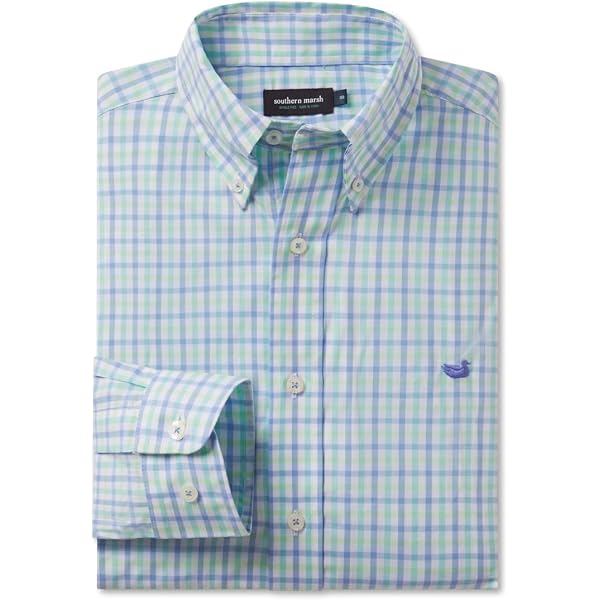 Southern Marsh Lafitte Tattersall Dress Shirt - Dark Green & Black, Long-Staple Cotton, Small - View #5
