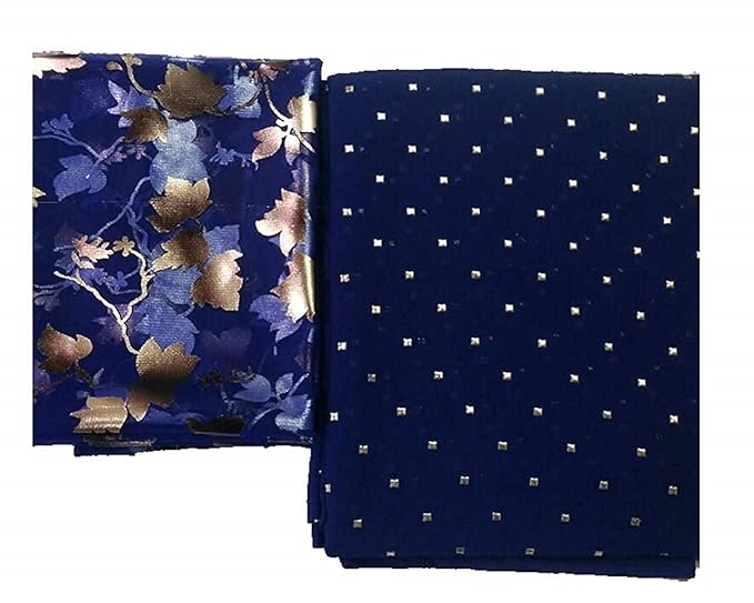 Womens Nazmin Saree with Organza Blouse Piece (Navy Blue)