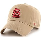 47 Brand MLB Khaki Primary Logo Clean Up Adjustable Strap Baseball Dad Hat Cap, Adult One Size Fits All