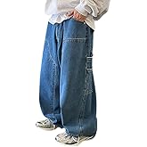 Nutriangee Men's Baggy Wide Leg Jeans Streetwear Y2K Hip Hop Loose Fit Casual Denim Pants