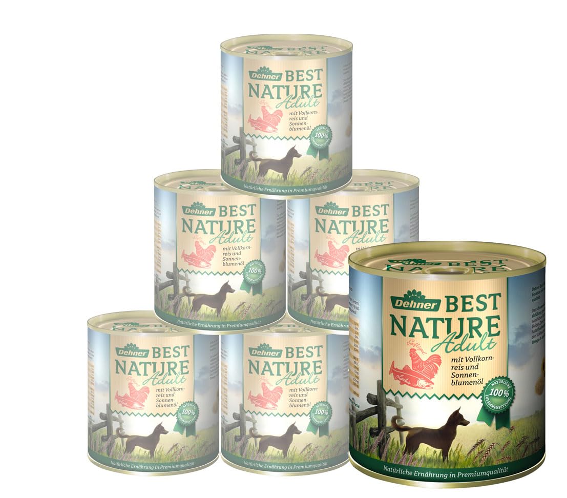 Dehner Best Nature Adult Salmon and Poultry with Rice, 6 x 800 g (4.8 kg)