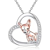 YFN Sterling Silver Dog Pendant - Boston Terrier, French Bulldog, Dachshund, Chihuahua, Yorkshire Terrier Necklaces for Women