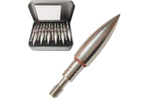 EOOENOON ARCHERY Field Point 100/125/150/200 Grain Field Tips, Hunting Arrow Pointed，Archery-Points，Threaded Arrows Screw in Broadheads (1 Dozen 12 PCS)