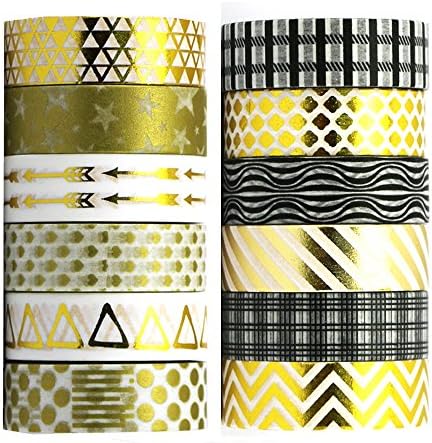 YUTIAN Washi Tape, Colorful 12 Rolls Decorative Paper Tape Set Cute Colored Collection