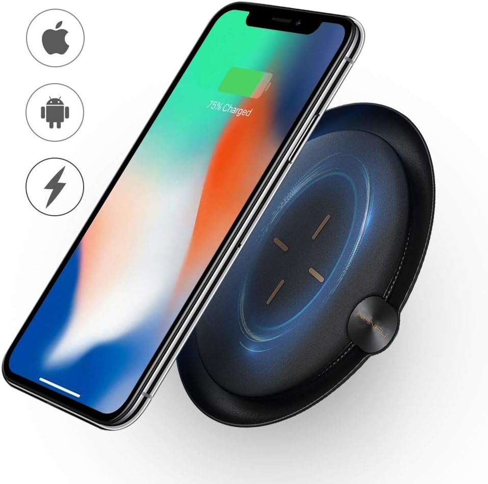 NANFU Wireless Charger, Convenient and Safe, 7.5W Charges Compatible for/with iPhone XR/XS/XS Max/X/8/8P,10W Charges for Galaxy S9/S9+/S8 & All Other Qi-Certified Devices