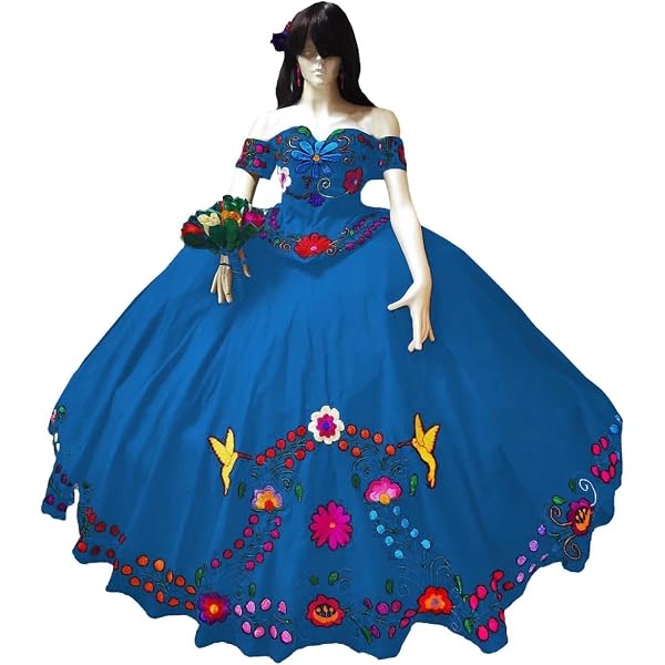 Your Dream Quinceanera Dress: Custom Mexican Embroidered Off-Shoulder Satin Ball Gown