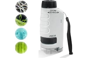 ZBTOP Miniscope for Kids,2024 New The Original Miniscope for Kids,Your Little Scientist Miniscope for Kids,Mini Labsters Portable Mini Scope Pocket 60x-120x for Scientific Experiment (White)