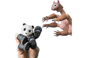 AQKILO® Finger Puppet Set, Animals Puppet Show Theater Props, Novelty Toys Weird Stuff Gifts, Pack of Squirrel and Panda