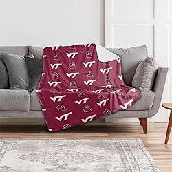Virginia Tech Blanket, 50"x60" Logo Pattern Silky