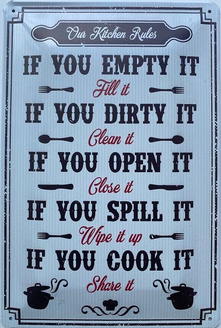 DekoNo7 Tin Sign 30 x 20 cm Our Kitchen Rules