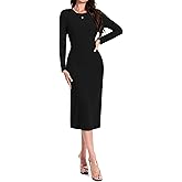 LUXEBOLD Women's Maxi Dress Long Sleeve Bodycon Knit Dresses Crew Neck Long Dress Elegant Casual Going Out Lounge Dresses