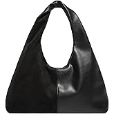 Extolove Suede Purse Slouchy Suede Hobo Bags for Women Trendy Splicing Leather Tote Bag Handbag