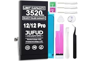 JUFUD [Reject False Capacity] 3520mAh Battery for iPhone 12/12Pro [New Version] 0-Cycle Lithium Polymer Batteries (Models:A2172 A2402 A2403 A2404/A2407 A2341 A2406 A2408) Complete Repair Tool Kit.