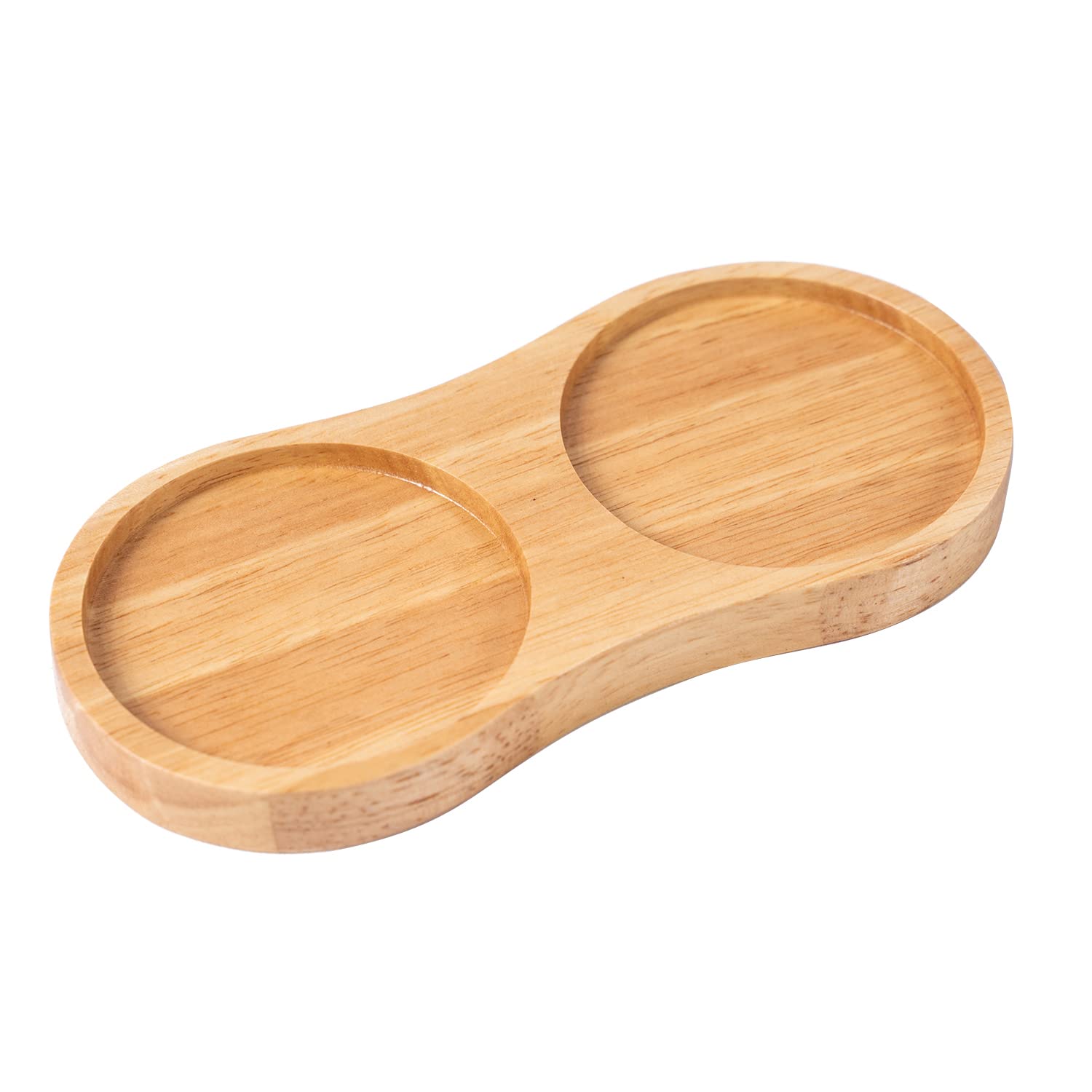 DeroTeno Salt and Pepper Mill Tray, Inner DIA 6.8 cm, Rubber Wood, Pepper Grinder Rest, Dining Table Protector (Pepper mill and salt mill are not included)