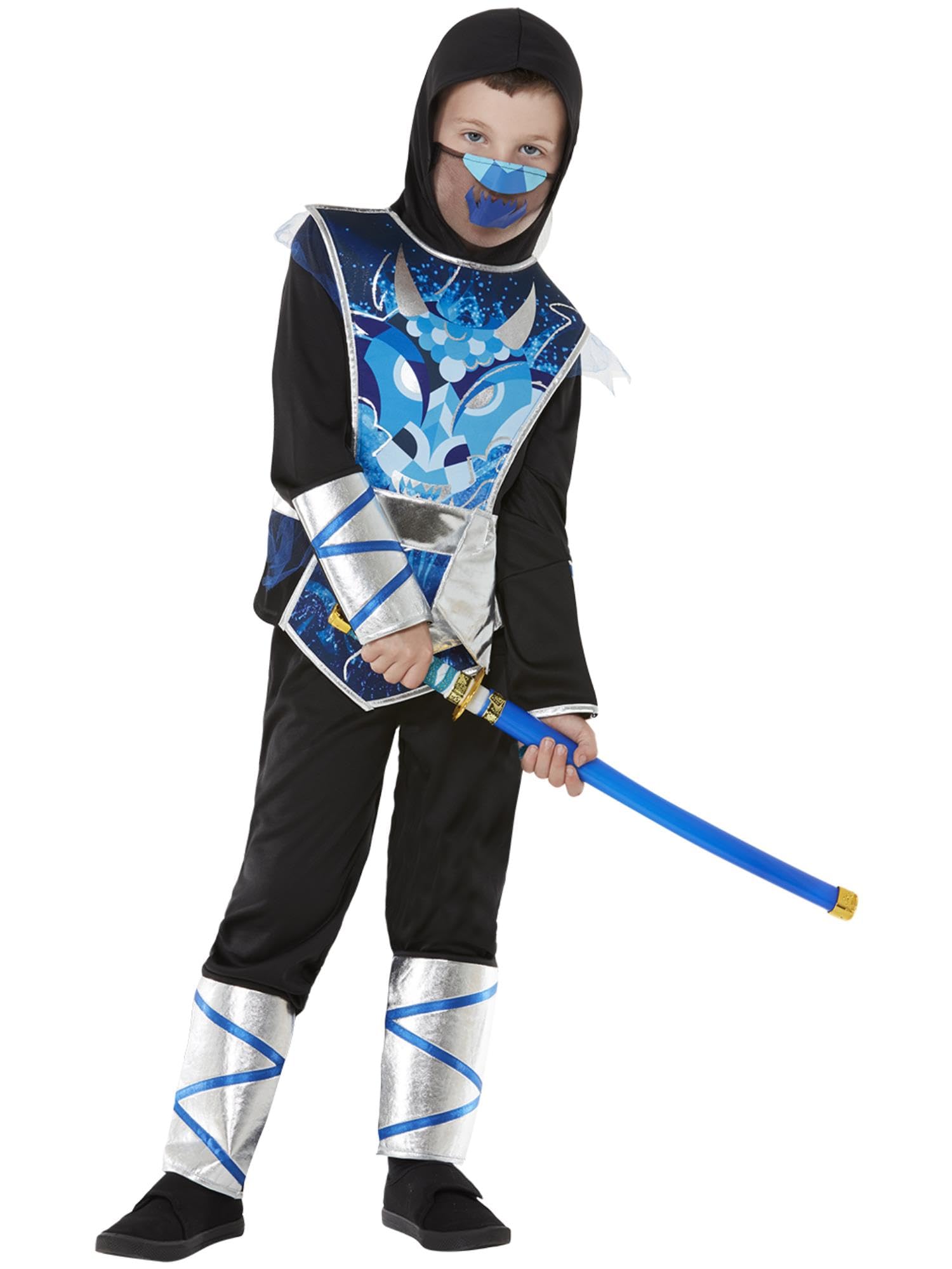 Smiffys Ninja Warrior Costume, Blue Top, Trousers & Sword, Boys Fancy Dress, Child Dress Up Costumes