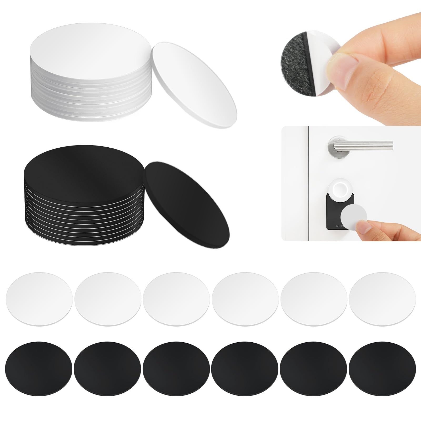 OFFCUP NFC Tags, 20PCS NFC Coin Cards, 25mm / 1 Inch NFC Stickers NTAG215 NFC Round Cards NFC Tags Compatible with Tagmo Amiibo and All NFC Enabled Mobile Phones and Devices (White Black) — image 1