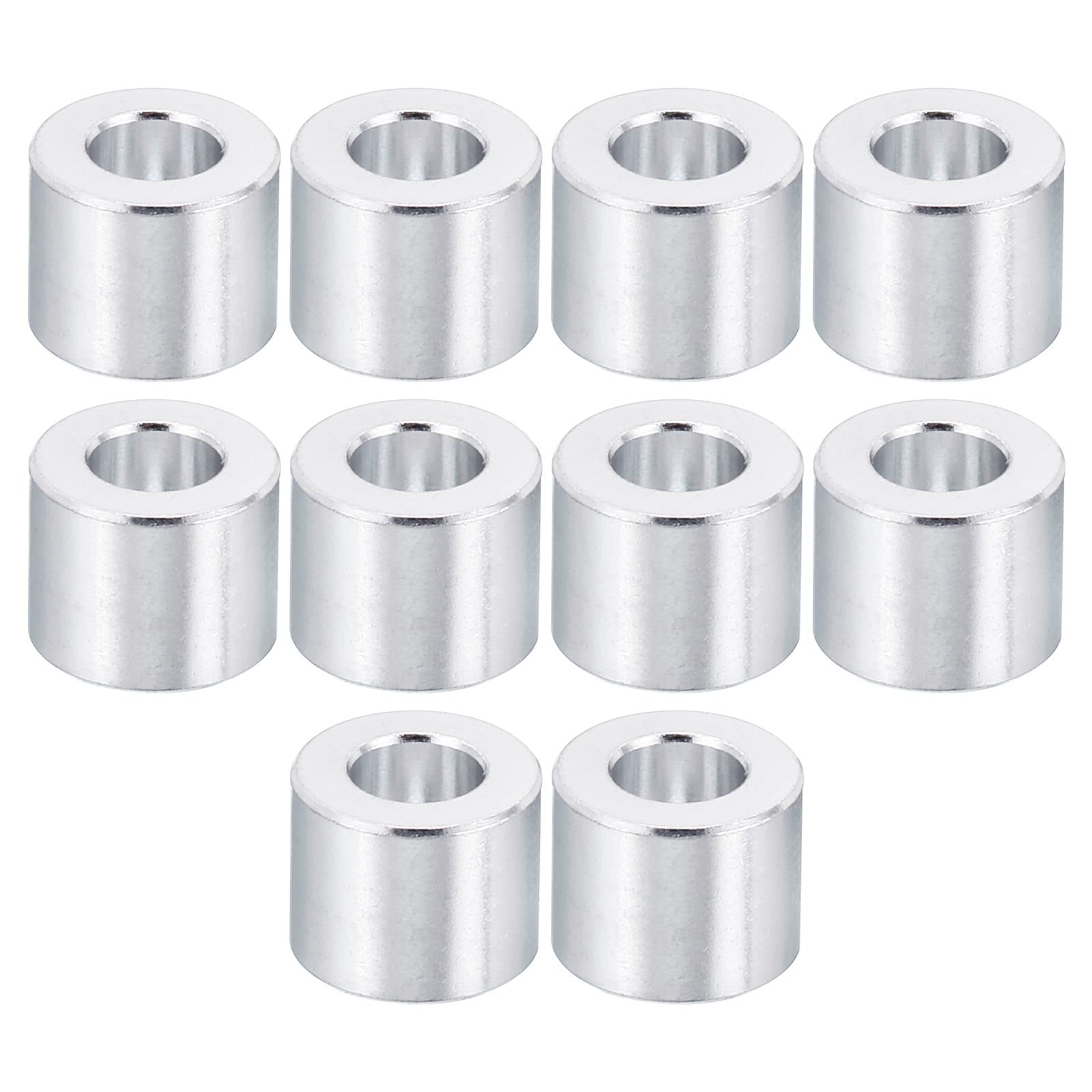 PATIKIL M5 Aluminum Spacer, 10 Pack 5.2mm ID x 10mm OD x 8mm L Metal Spacer Aluminum Round Plain Finish Spacer Screw Standoff for M5 Screw Bolts