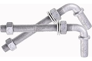 Dailydanny J-Bolt Post Hinge with 5/8" Hinge Pin Galvanized Post Gate Hinge for Chain Link Fence, Washers & Nuts Included (6" (2 Pcs))