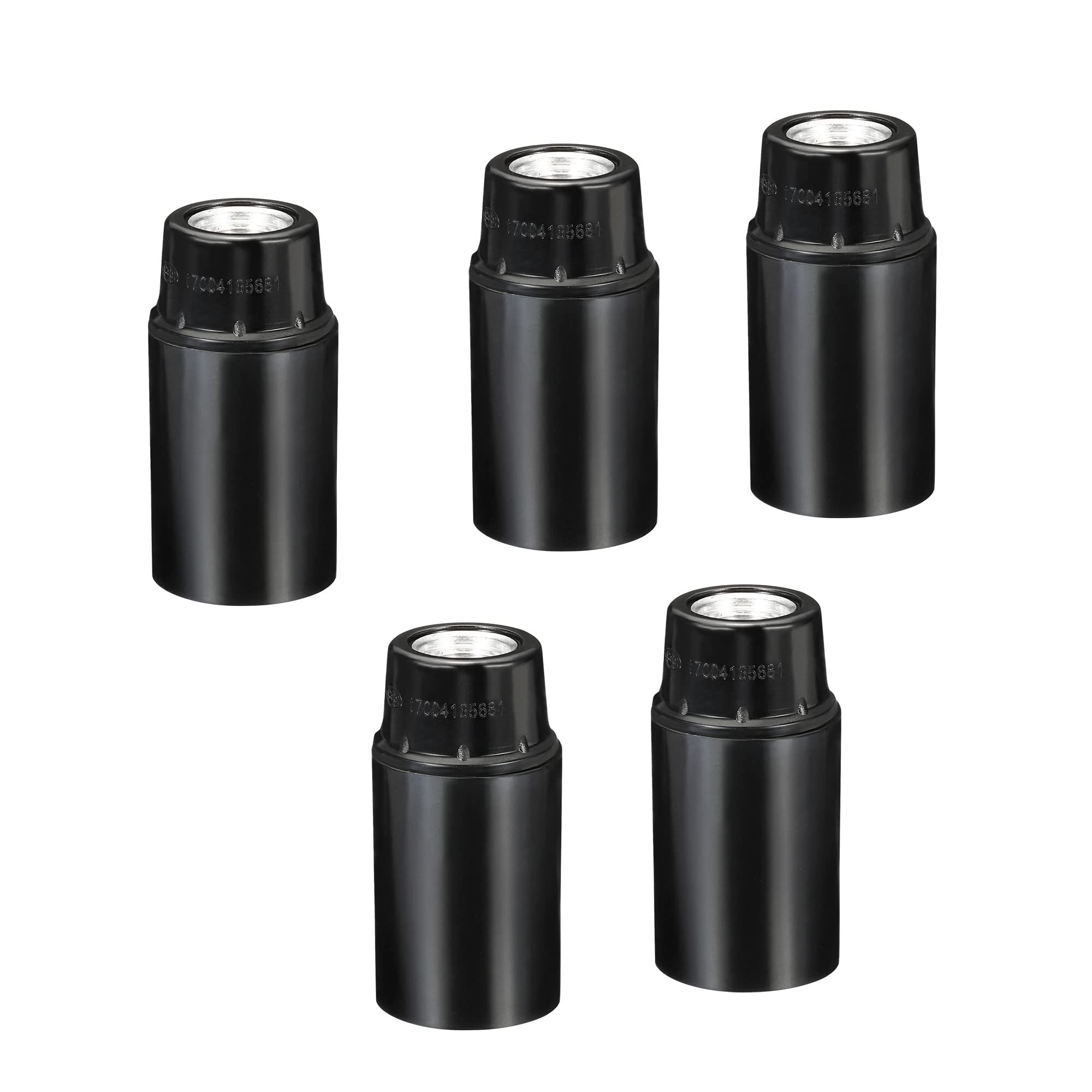 PATIKIL E14 Bulb Holder Light Socket, 5 Pack Thread LED Bulb Lamp Holder for Pendant Lights, Black