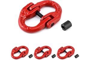QWORK G80 Alloy Steel Coupling Link, 4 Pack 1/4" Hammer Lock Chain Connector, 2645 lbs Working Load Limit, Red