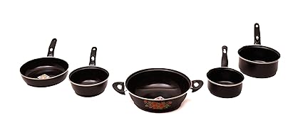 Buy Rynox Steel Induction Cooktop Fry Pan Black Set Of 5 Piece