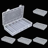 6 Pack 6 Grids Tackle Box Organizer, Clear Plastic Fishing Tackle Tray Box Board Game Storage Container Case for Crafts Beads Earrings Screws Nail Bobby Pins