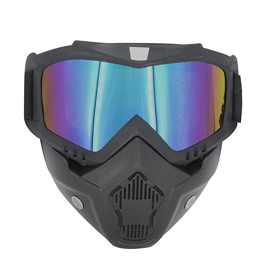 Otoroys 3 in 1 Bike Scoter Motorcycle Protective Goggles Bike Face Mask Bike Face Shield, Rainbow Visor