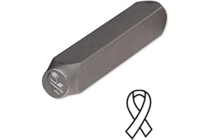 BEDAZZLINBEADS Steel Design Stamp Punch Tool to Embellish Metal, Plastic, Jewelry Blanks, Clay+ (Awareness Ribbon 5.5x3mm)