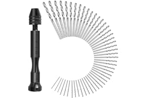 Maxesla Pin Vise Hand Drill With Twist Bits Set of 48 - Professional Quality Swivel Head for Delicate Manual Work, Electronic