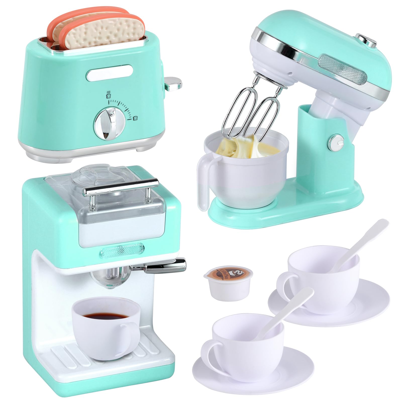 Photo 1 of Pretend Play Kitchen Set for Kids Ages 4-8, Toy Kitchen with Realistic Lights and Sounds, Mini Cooking Appliances, Play Food Accessories, Durable Kids Kitchen Toys for Girls & Boys (Green)