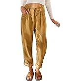 Womens Corduroy Pants Casual High Waisted Straight Leg Vintage Trousers for Women with Pockets
