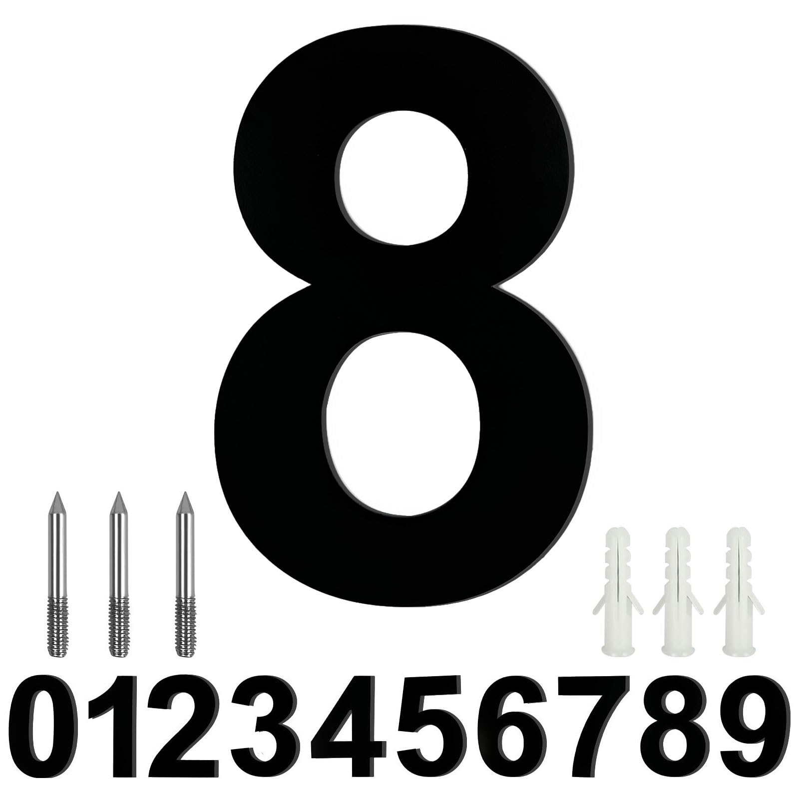 LUCKNIGHT House Numbers, Large Metal House Numbers, Floating Door Number, Made of Solid Stainless Steel, Flush Mount, for Outside Address Number Sign, 8 Inch (20.3 cm), Door Number 8