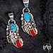 $230Tag Flower Silver Certified Navajo Native Natural Turquoise Coral Pendant 26211-1 Made By Loma Siiva