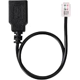 RJ11 to USB Adapter Cable, RJ11 6P4C Male to USB Female Cable Connector | for Telephone Communication Fax Machine Modems (Black), 30cm/11.8in