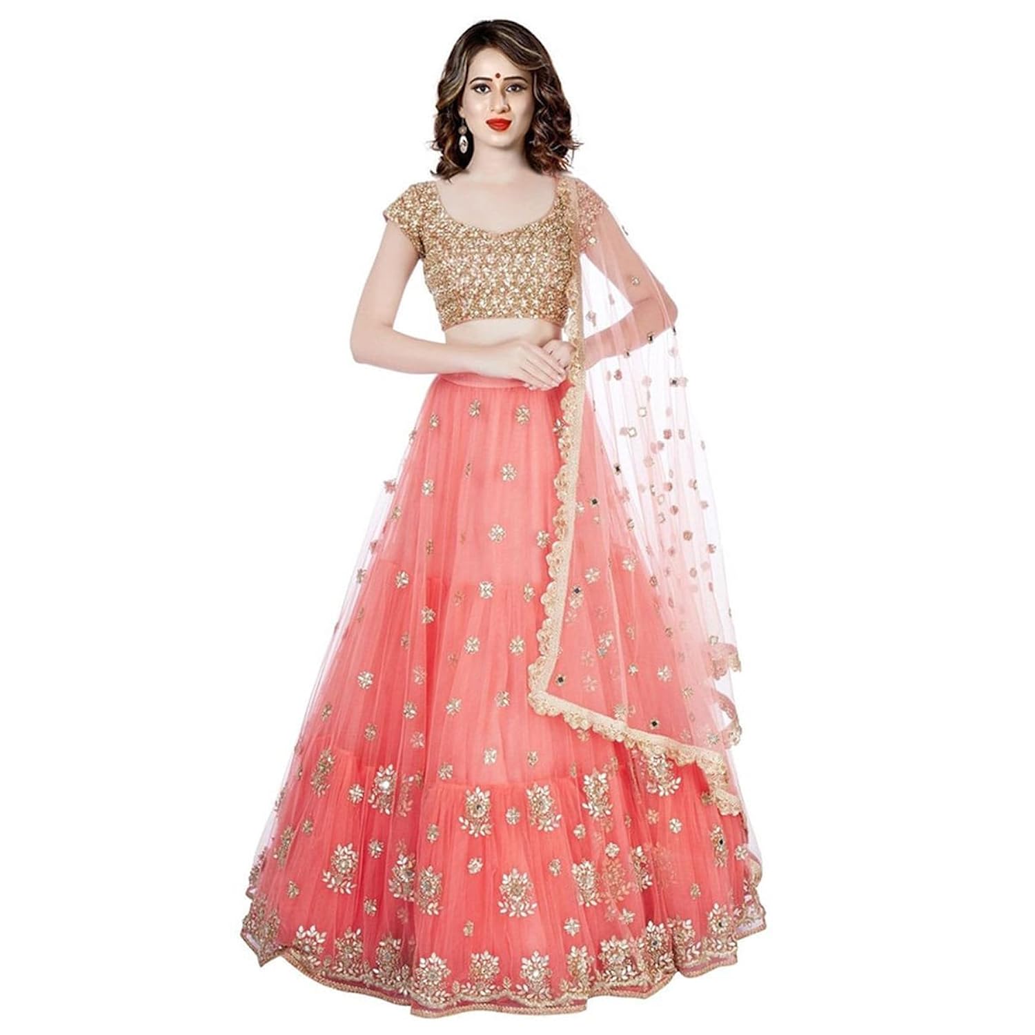 shivam embroidery women's silk red lehenga cholis(pi10_red_free size)