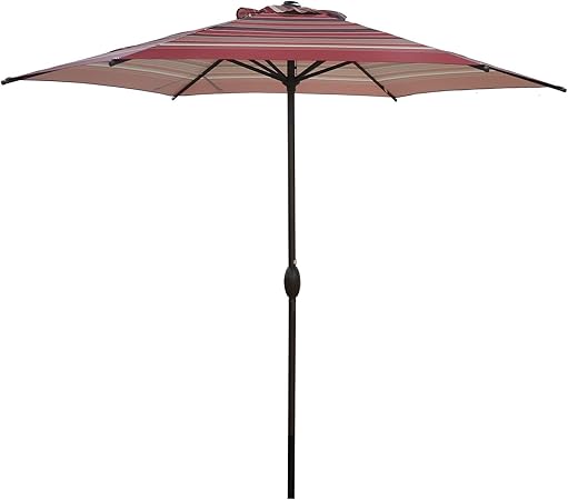 Abba Patio Striped Patio 9 Feet Outdoor Market Table Umbrella With Push Button Tilt And Crank 9 Red Amazon Ca Patio Lawn Garden