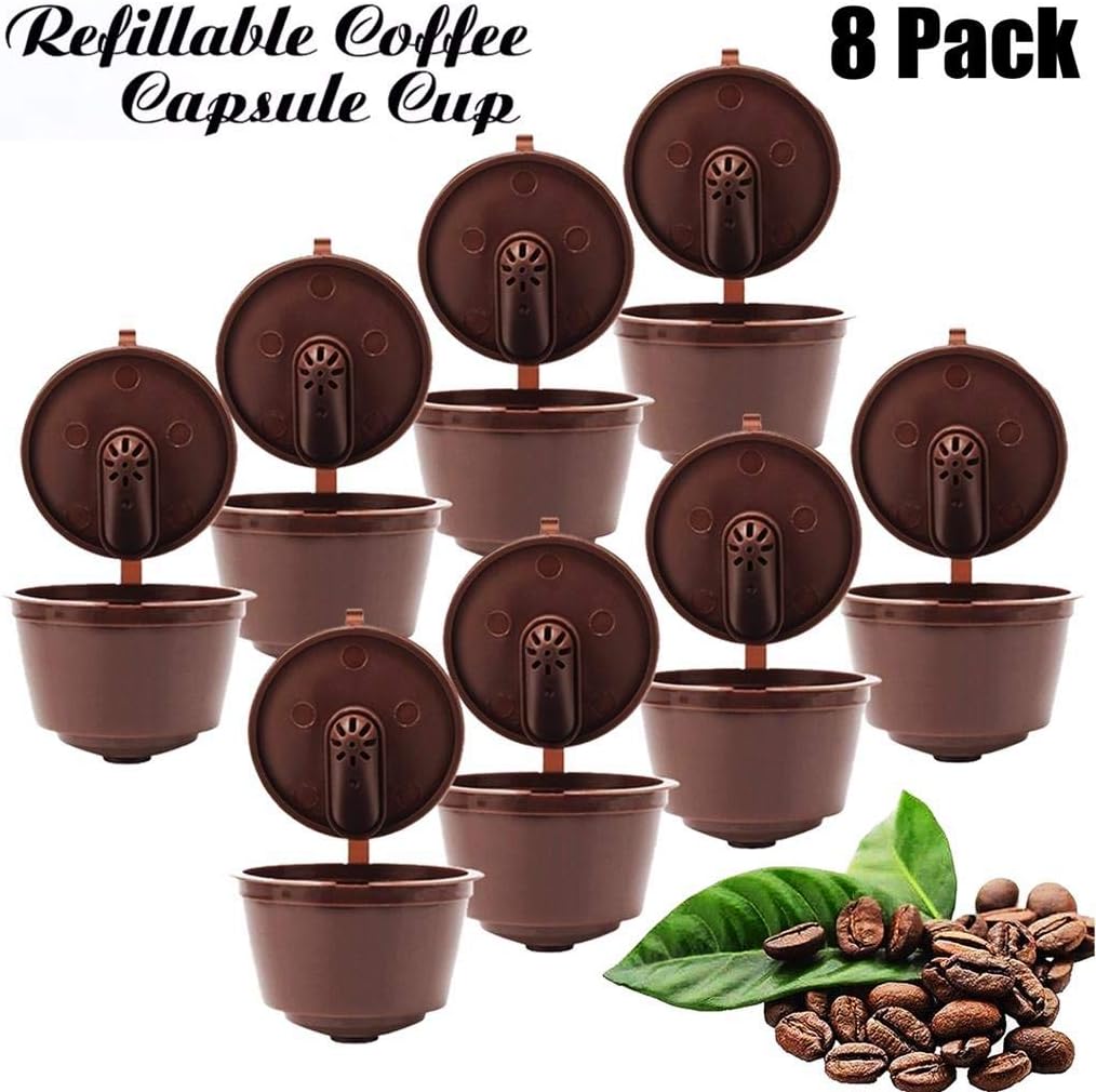 JETTINGBUY 8Pcs Refillable Coffee Capsules Cup, Durable Reusable Coffee Pods Filter Cup for Dolce Gusto, Compatible