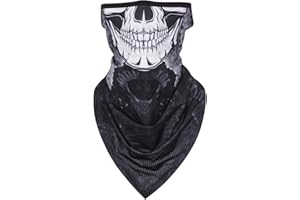 CycleZT Skull Scarf Mask With Ear Loops Neck Gaiter Mask for Men & Women Motorcycle Riding Fishing Cycling Sports