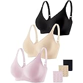 Gailife 3-Pack Smooth Jelly Bras for Women No Underwire Wireless Seamless Support Bra Comfort Push Up Bralettes Full Coverage