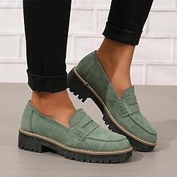 Womens Loafers Shoes Platform Chunky Penny Loafer