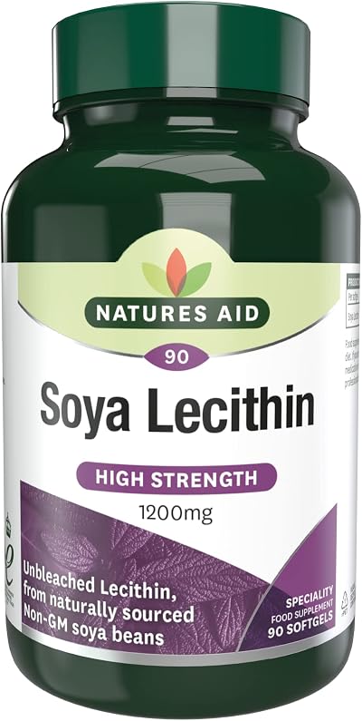 Natures Aid Soya Lecithin 1200 mg High Strength 90 Softgels Non-GMO