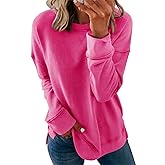 Smile Fish Women's Crewneck Sweatshirt Long Sleeve Side Split Tunic Tops Relaxed Fit Fall Shirts